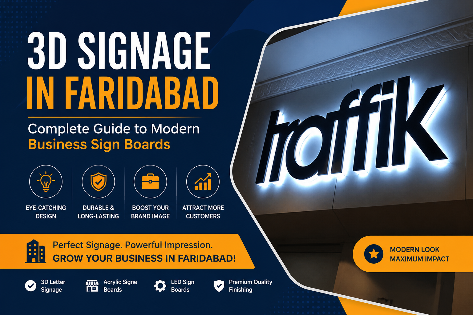 3D Signage in Faridabad - Complete Guide to Modern Business Sign Boards